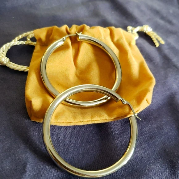 Steel by Design 2-1/4" Round Tube Hoop Earrings - Picture 1 of 2